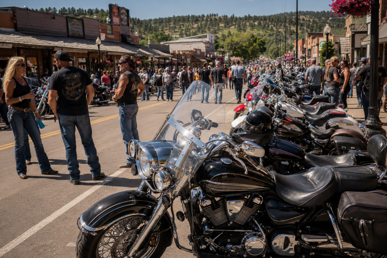 Motorcycles on Main Street during the Sturgis Rally